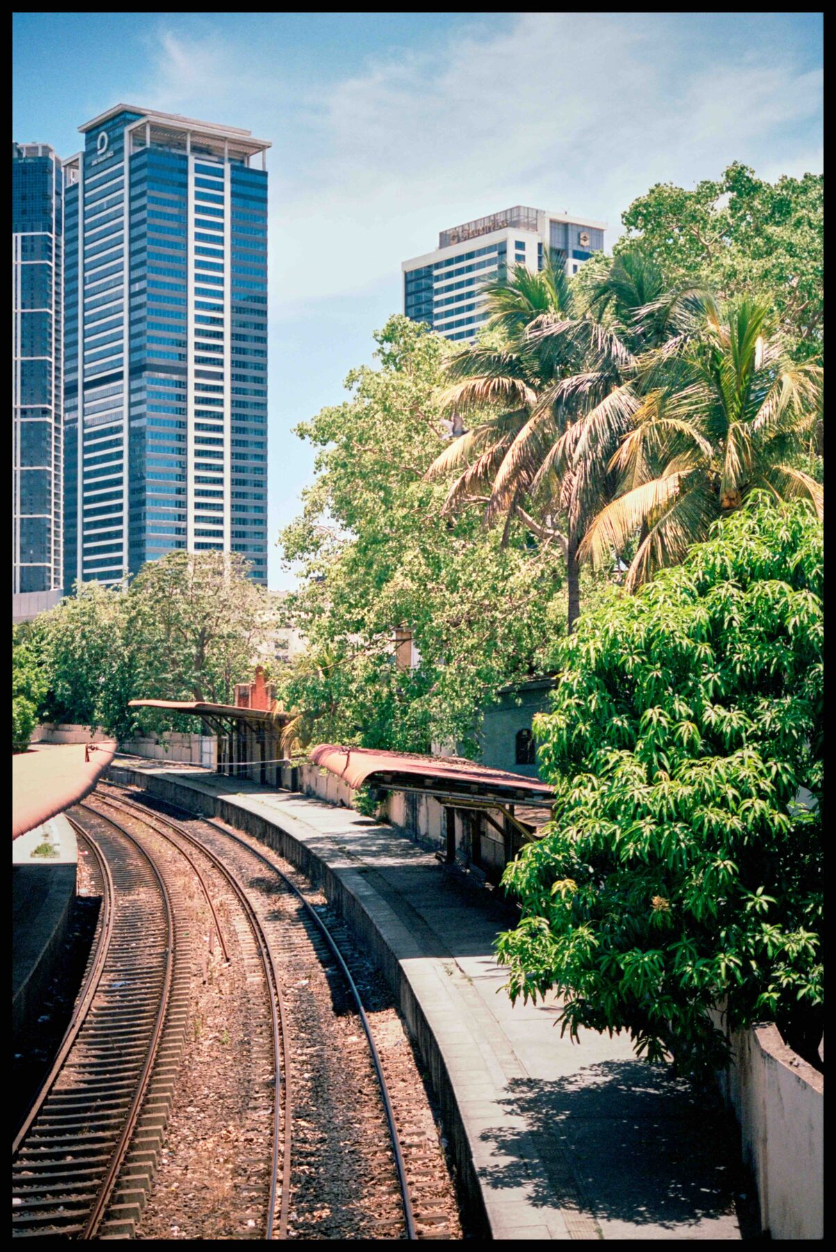 Colombo – Bahngleis zwischen Palmen und Hochhäusern