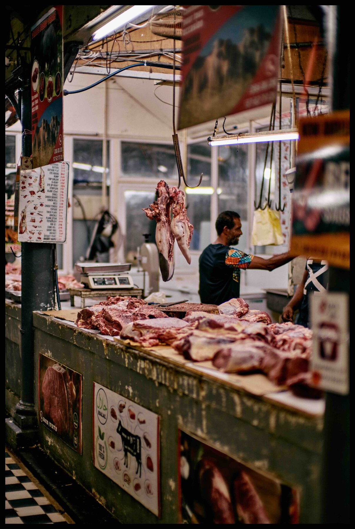 Mauritius – Fleischstand in der Markthalle